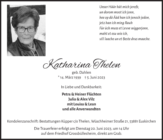 Anzeige von Katharina Thelen von  Blickpunkt Euskirchen 