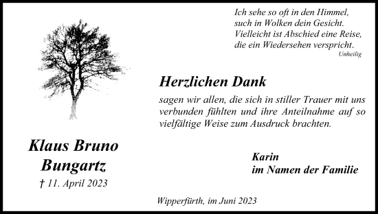 Anzeige von Klaus Bruno Bungartz von Kölner Stadt-Anzeiger / Kölnische Rundschau / Express