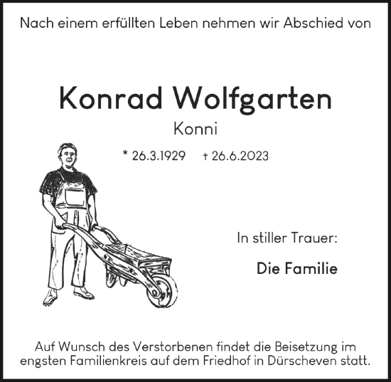 Anzeige von Konrad Wolfgarten von  Blickpunkt Euskirchen 