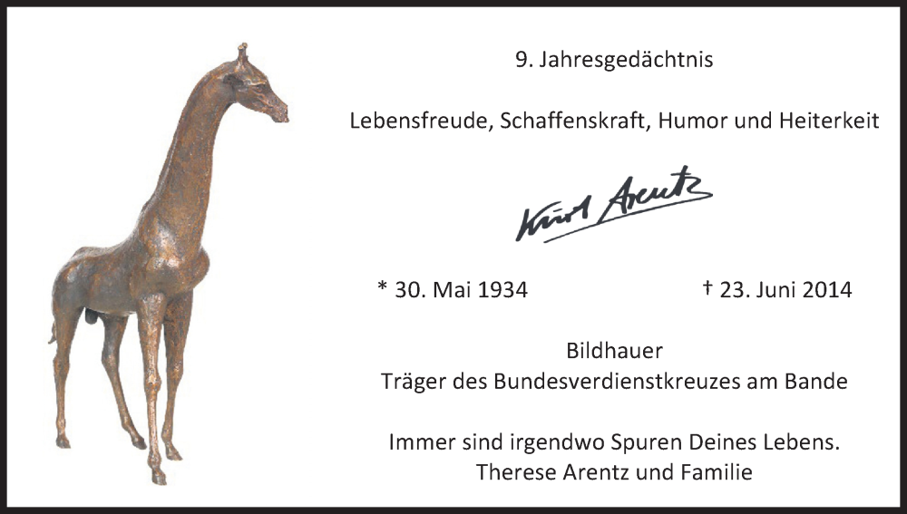  Traueranzeige für Kurt Arentz vom 18.07.2023 aus Kölner Stadt-Anzeiger / Kölnische Rundschau / Express