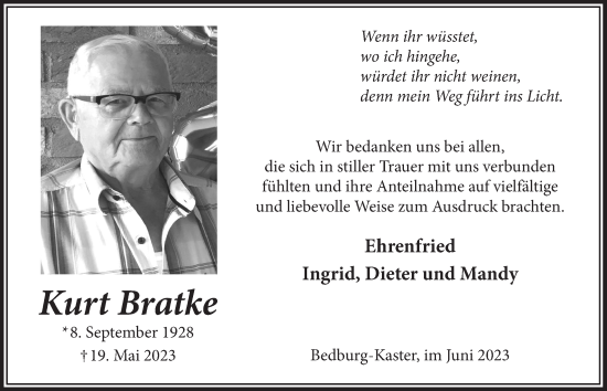 Anzeige von Kurt Bratke von  Werbepost 