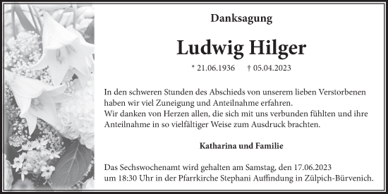Anzeige von Ludwig Hilger von  Blickpunkt Euskirchen 