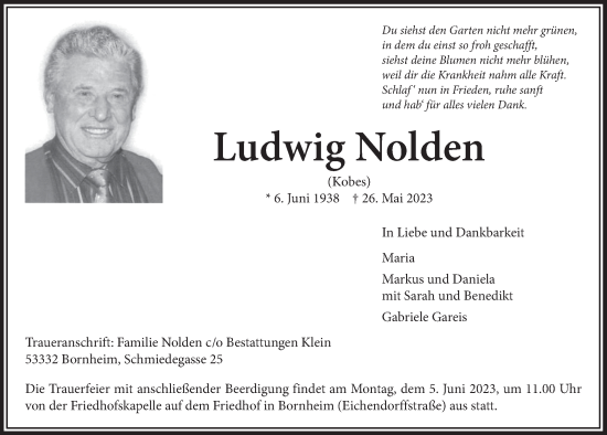 Anzeige von Ludwig Nolden von  Schaufenster/Blickpunkt 