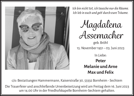 Anzeige von Magdalena Assemacher von  Schlossbote/Werbekurier 