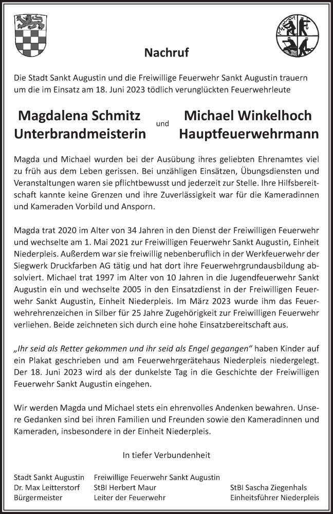  Traueranzeige für Magdalena Schmitz vom 30.06.2023 aus  Extra Blatt 