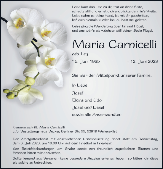 Anzeige von Maria Carnicelli von  Blickpunkt Euskirchen 