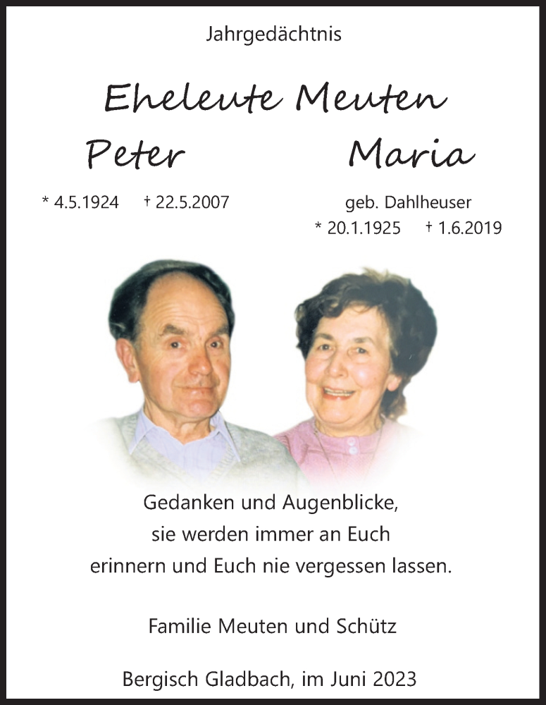 Traueranzeige für Maria Meuten vom 18.07.2023 aus Kölner Stadt-Anzeiger / Kölnische Rundschau / Express