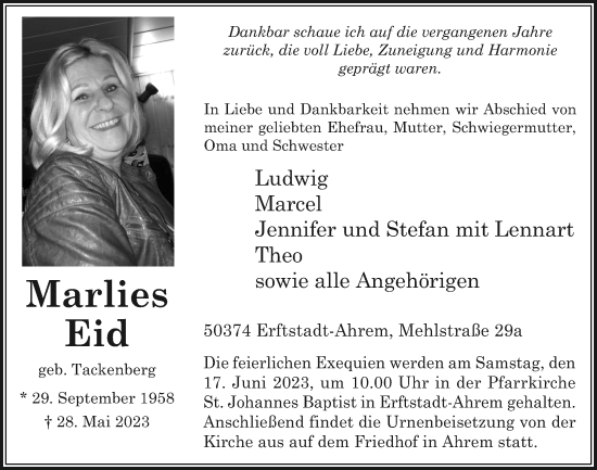 Anzeige von Marlies Eid von  Werbepost 