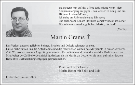 Anzeige von Martin Grams von  Blickpunkt Euskirchen 