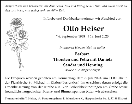 Anzeige von Otto Heiser von  Werbepost 