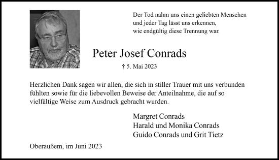 Anzeige von Peter Josef Conrads von  Werbepost 