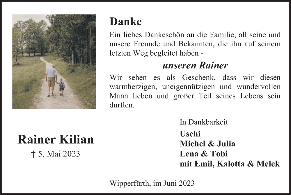  Traueranzeige für Rainer Kilian vom 18.07.2023 aus Kölner Stadt-Anzeiger / Kölnische Rundschau / Express