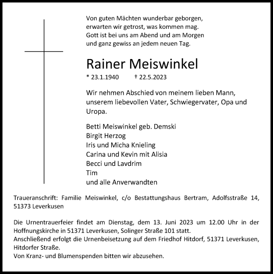 Anzeige von Rainer Meiswinkel von  Lokale Informationen 