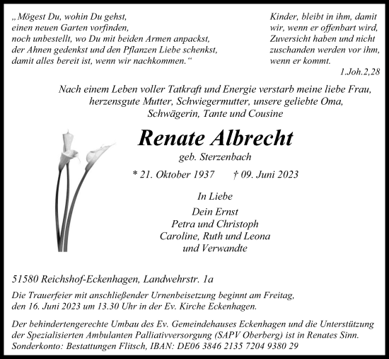 Anzeige von Renate Albrecht von Kölner Stadt-Anzeiger / Kölnische Rundschau / Express