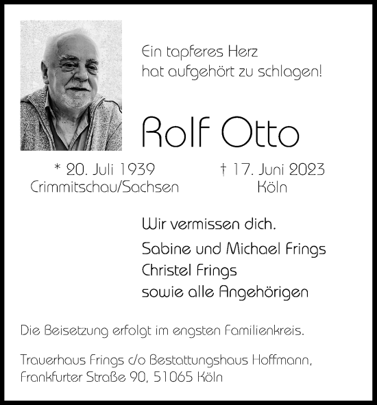 Anzeige von Rolf Otto von Kölner Stadt-Anzeiger / Kölnische Rundschau / Express