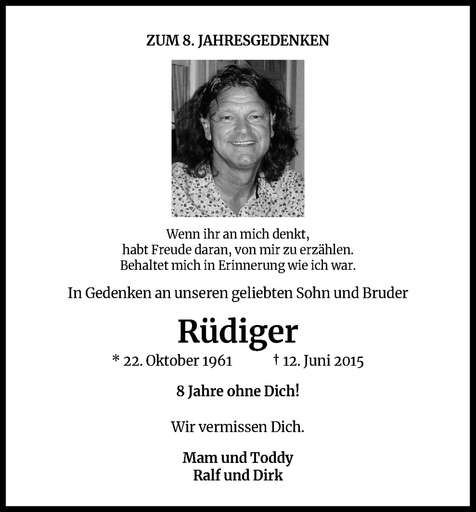  Traueranzeige für Rüdiger Heinrichs vom 18.07.2023 aus Kölner Stadt-Anzeiger / Kölnische Rundschau / Express