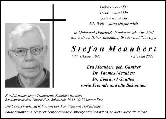 Anzeige von Stefan Meaubert von  Werbepost 