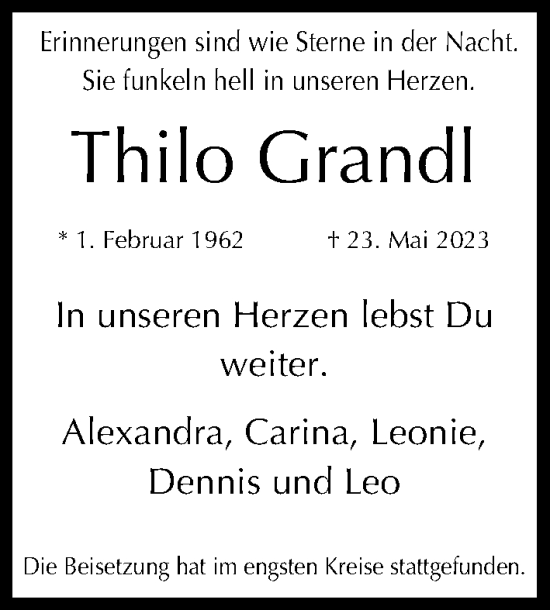 Anzeige von Thilo Grandl von Kölner Stadt-Anzeiger / Kölnische Rundschau / Express
