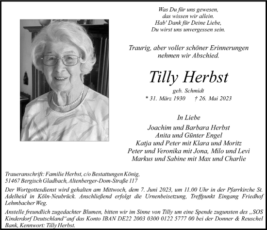 Anzeige von Tilly Herbst von  EXPRESS - Die Woche 