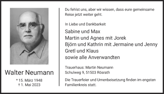 Anzeige von Walter Neumann von  EXPRESS - Die Woche 