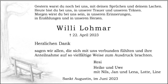 Anzeige von Willi Lohmar von  Extra Blatt 