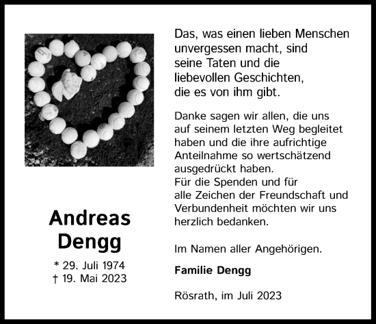 Anzeige von Andreas Dengg von Kölner Stadt-Anzeiger / Kölnische Rundschau / Express