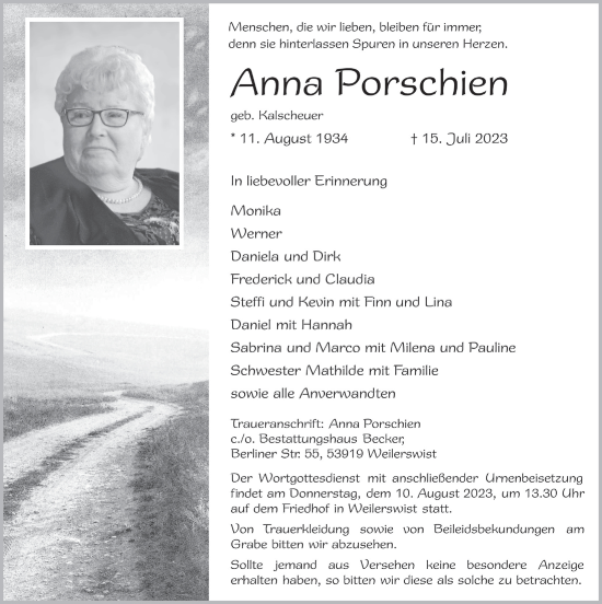 Anzeige von Anna Porschien von  Blickpunkt Euskirchen 