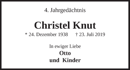 Anzeige von Christel Knut von  Werbepost 