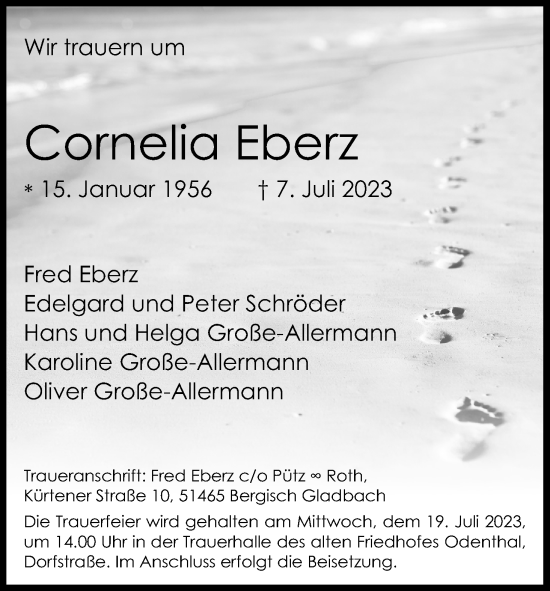 Anzeige von Cornelia Eberz von Kölner Stadt-Anzeiger / Kölnische Rundschau / Express
