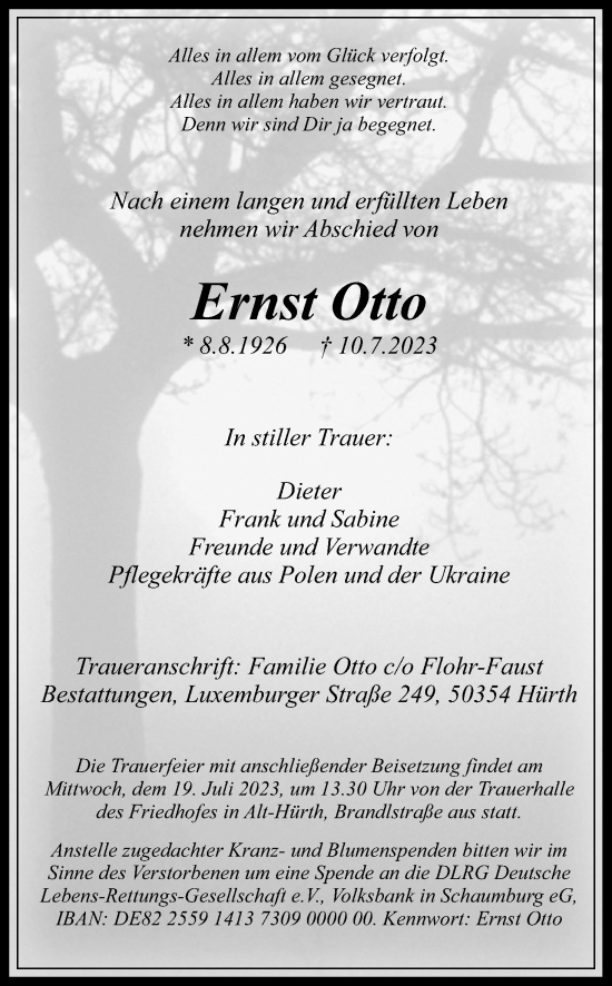 Anzeige von Ernst Otto von Kölner Stadt-Anzeiger / Kölnische Rundschau / Express