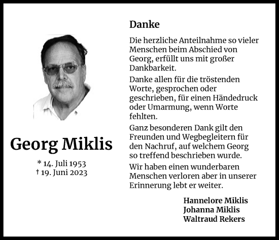 Anzeige von Georg Miklis von Kölner Stadt-Anzeiger / Kölnische Rundschau / Express