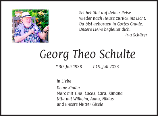 Anzeige von Georg Theo Schulte von Kölner Stadt-Anzeiger / Kölnische Rundschau / Express