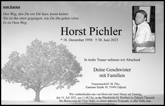 Anzeige von Horst Pichler von  Blickpunkt Euskirchen 