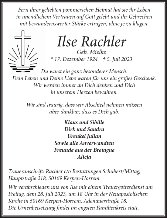 Anzeige von Ilse Rachler von  Werbepost 