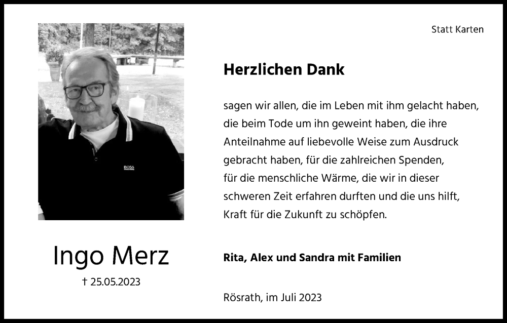  Traueranzeige für Ingo Merz vom 18.07.2023 aus Kölner Stadt-Anzeiger / Kölnische Rundschau / Express