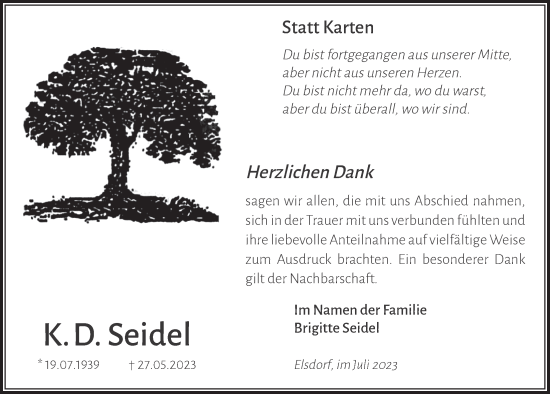 Anzeige von K.D. Seidel von  Werbepost 