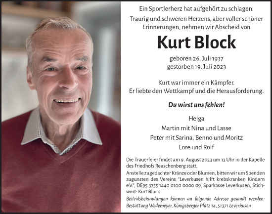 Anzeige von Kurt Block von  Lokale Informationen 