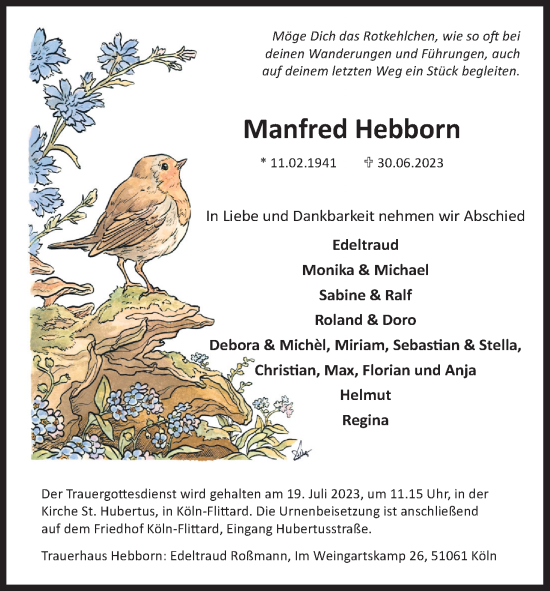 Anzeige von Manfred Hebborn von Kölner Stadt-Anzeiger / Kölnische Rundschau / Express