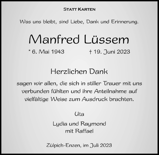 Anzeige von Manfred Lüssem von  Blickpunkt Euskirchen 