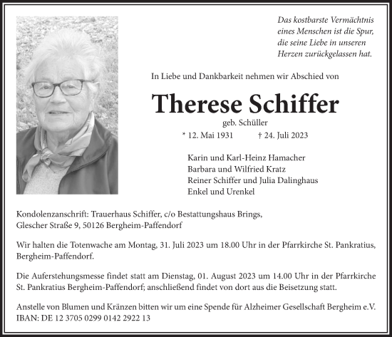 Anzeige von Therese Schiffer von  Werbepost 