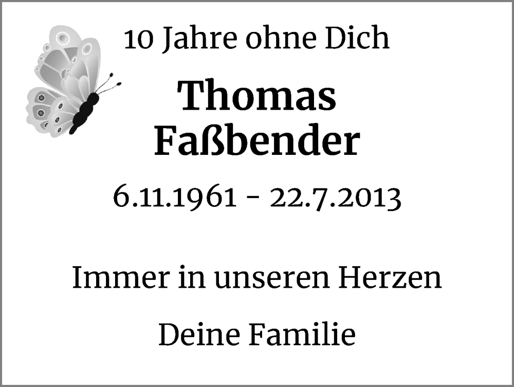  Traueranzeige für Thomas Faßbender vom 22.07.2023 aus Kölner Stadt-Anzeiger / Kölnische Rundschau / Express