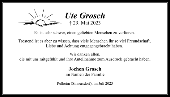 Anzeige von Ute Grosch von  Wochenende 