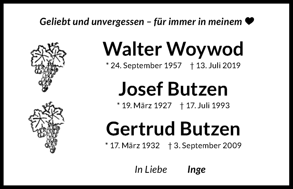  Traueranzeige für Walter Woywod vom 18.07.2023 aus Kölner Stadt-Anzeiger / Kölnische Rundschau / Express