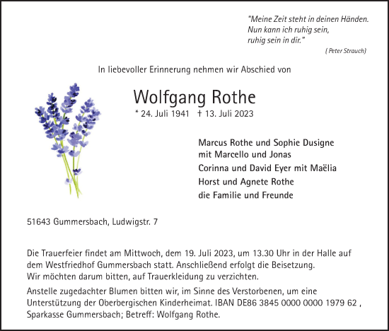 Anzeige von Wolfgang Rothe von Kölner Stadt-Anzeiger / Kölnische Rundschau / Express