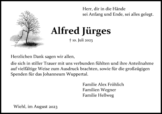 Anzeige von Alfred Jürges von Kölner Stadt-Anzeiger / Kölnische Rundschau / Express