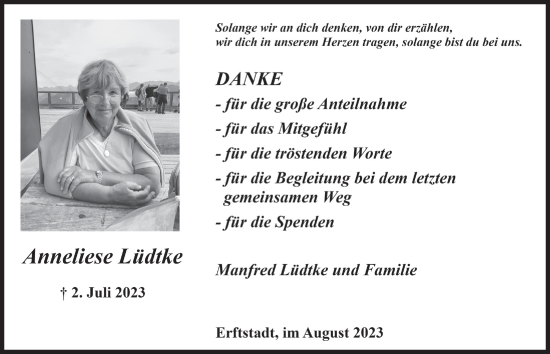 Anzeige von Anneliese Lüdke von  Werbepost 