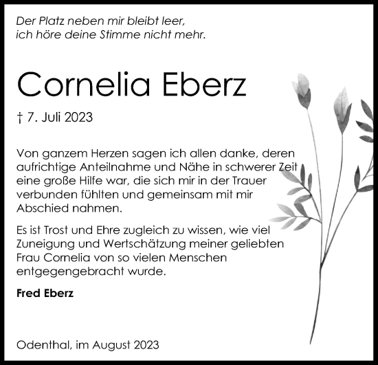 Anzeige von Cornelia Eberz von Kölner Stadt-Anzeiger / Kölnische Rundschau / Express