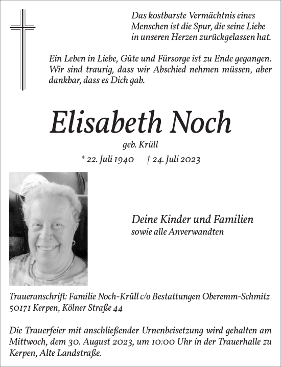 Anzeige von Elisabeth Noch von  Werbepost 