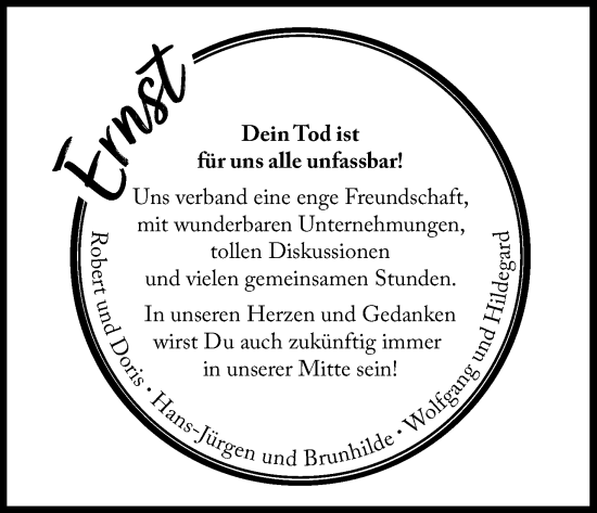 Anzeige von Ernst  von Kölner Stadt-Anzeiger / Kölnische Rundschau / Express