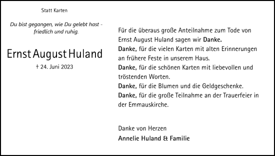 Anzeige von Ernst  Huland von Kölner Stadt-Anzeiger / Kölnische Rundschau / Express